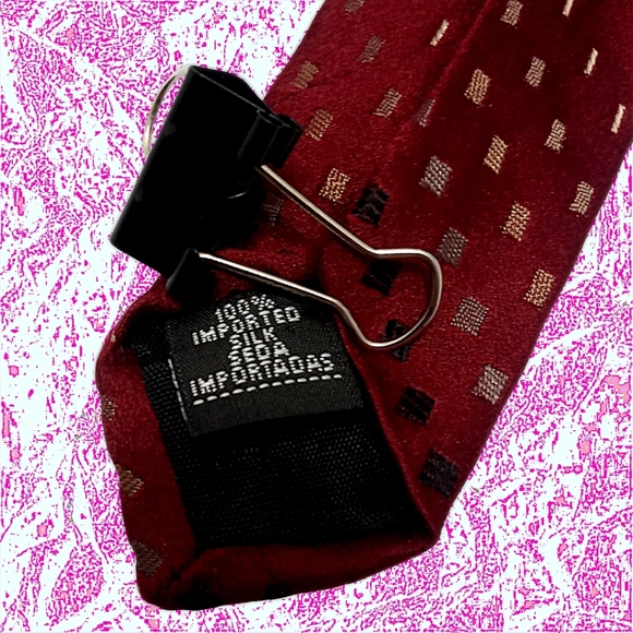 J. Ferrar Vintage Tie 100% Imported Silk Foulard Necktie Red w/Geometric Pattern - Picture 3 of 14